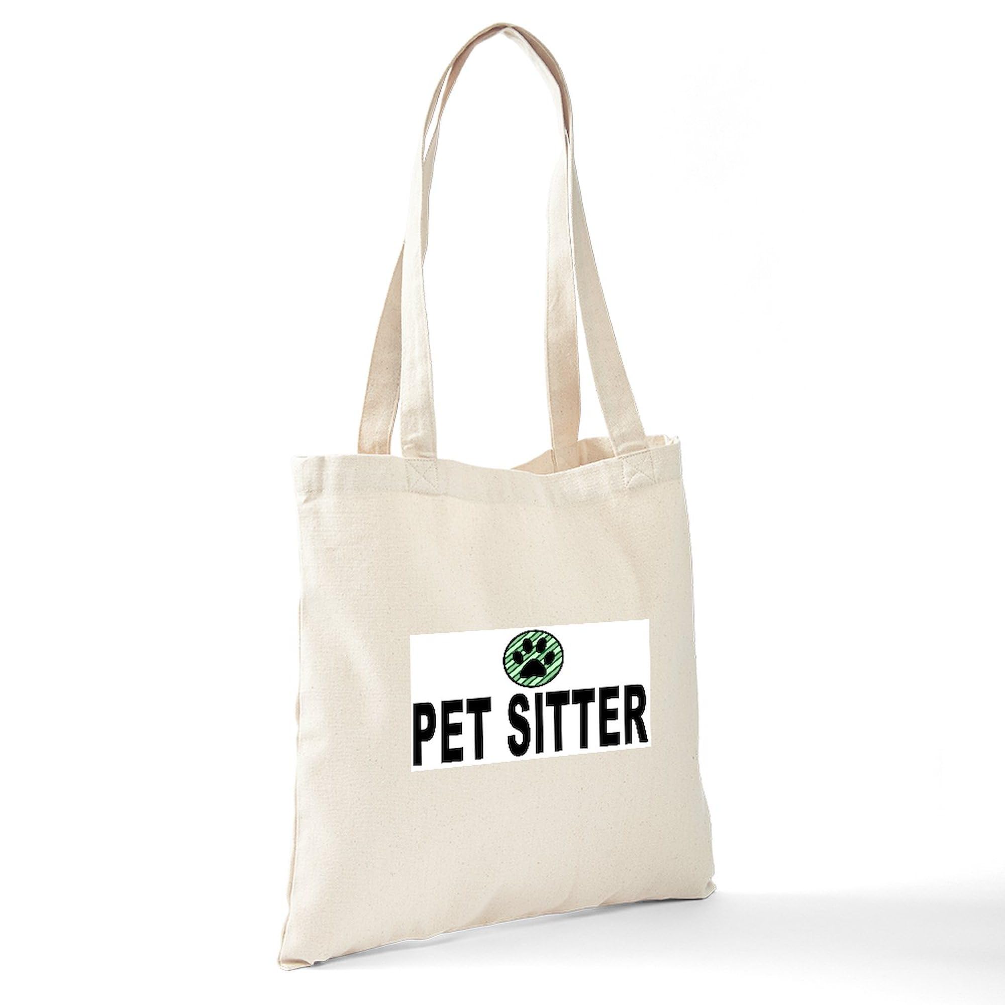 Pet Sitter Green Stripes Canvas Tote Bag - Eco-Friendly Reusable Shopping Bag for Dog Walkers & Cat Lovers - Perfect for Groceries, Beach Trips & Daily Errands