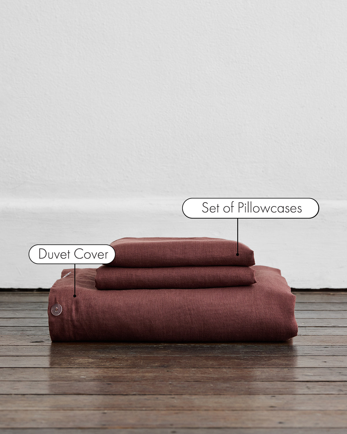 100% Pure French Flax Linen Duvet Cover Set - Organic Cacao Brown - Luxury Bedding for Master Bedroom & Guest Room - Breathable & Temperature Regulating for All Seasons