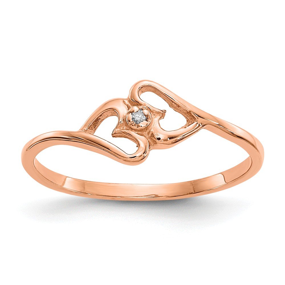 14k Rose Gold Diamond Heart Ring Band for Women - Elegant Stackable Wedding Band, Anniversary Gift, Promise Ring - Perfect for Valentine's Day, Proposals & Special Occasions