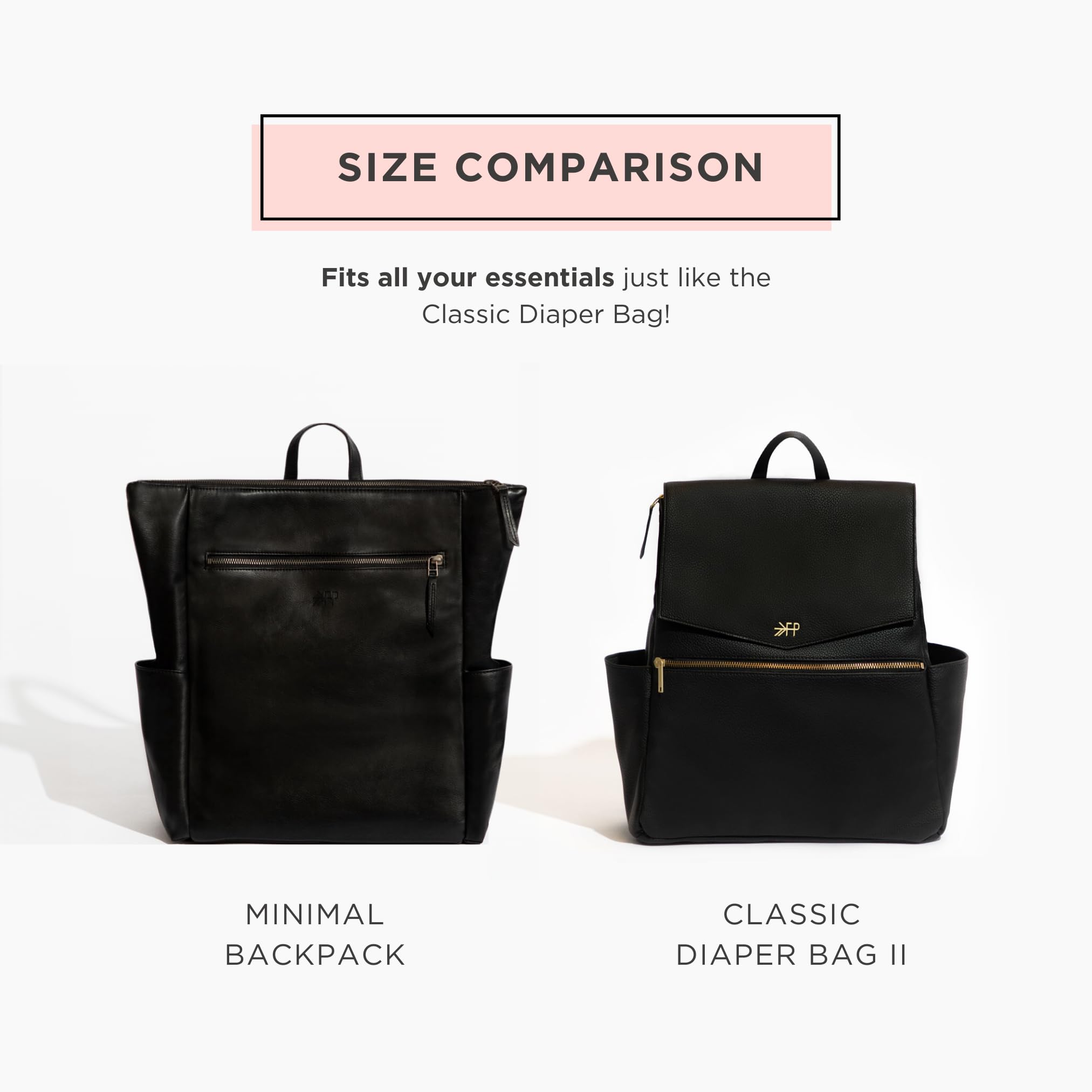 Freshly Picked Minimal Diaper Bag Backpack in Onyx Black - Stylish & Functional Baby Essentials Organizer for Moms on the Go, Travel & Daily Outings
