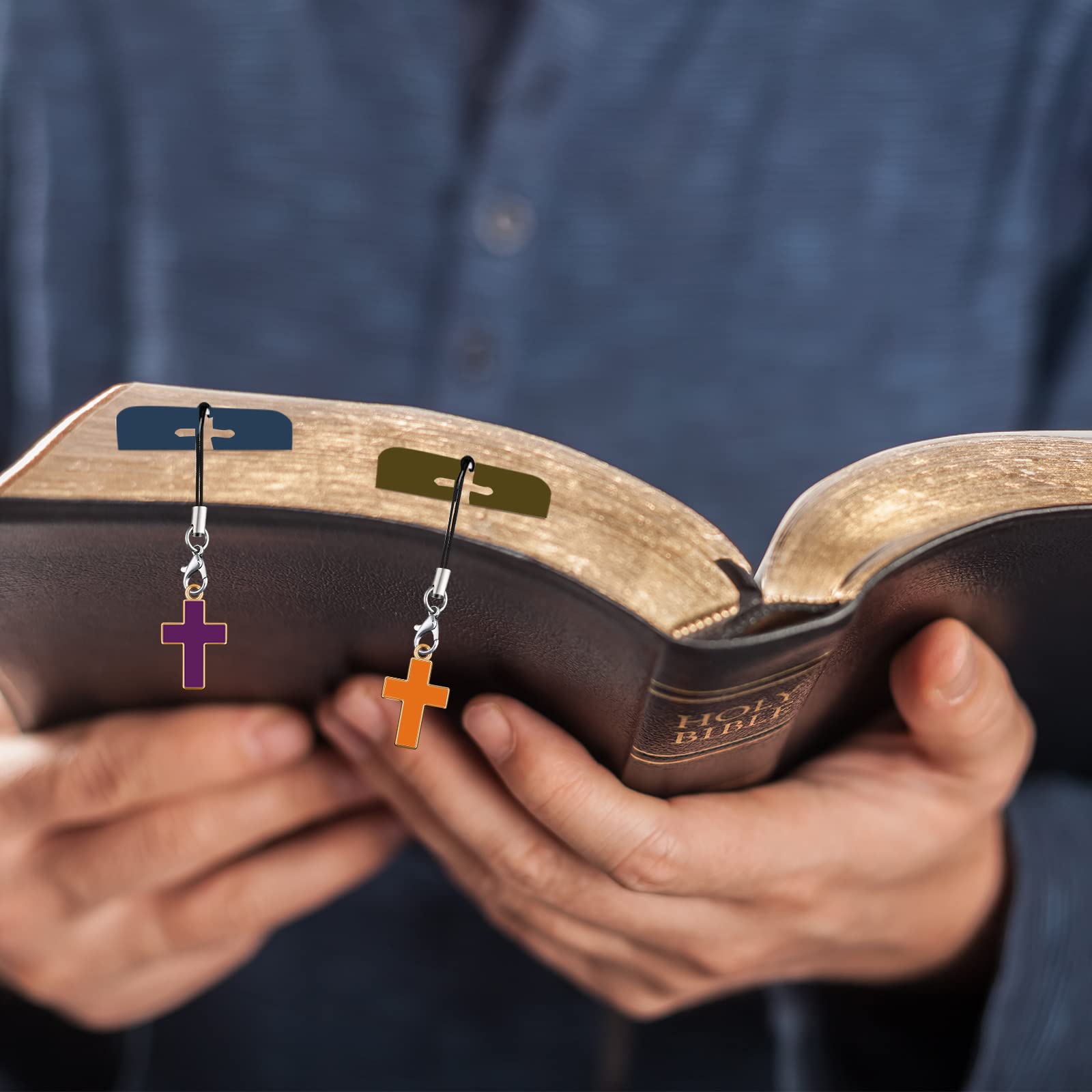 30 Pcs Christian Bookmarks with Cross Pendants - Inspirational Bible Verse Gifts for Church, Reading & Rewards