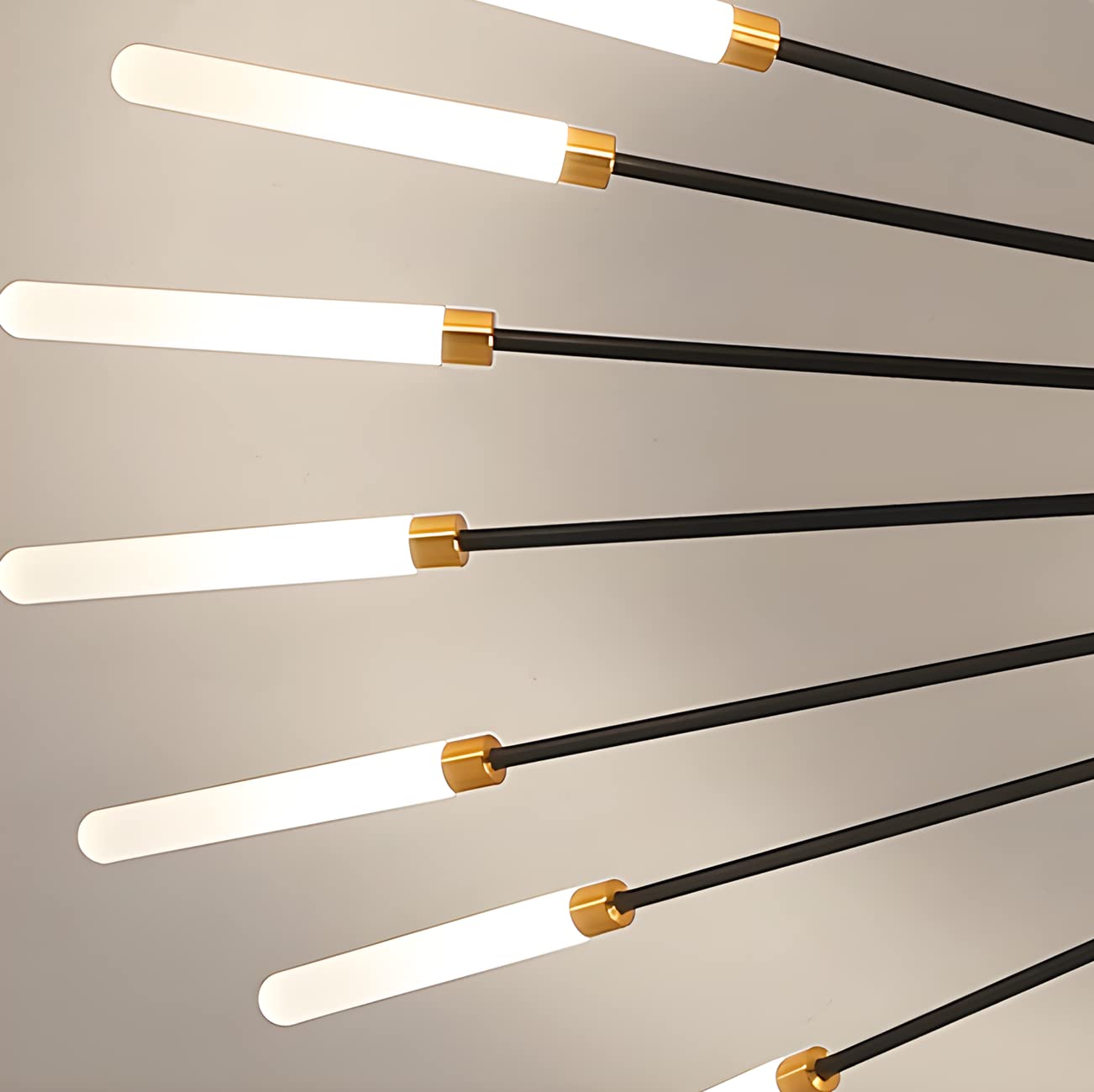 Modern Black Linear Flush Mount LED Ceiling Light - Sputnik Chandelier with Acrylic Starburst Design, 20-Light Spiral Fixture for Living Room, Bedroom or Dining Area - Natural White Light for Ambient & Task Lighting