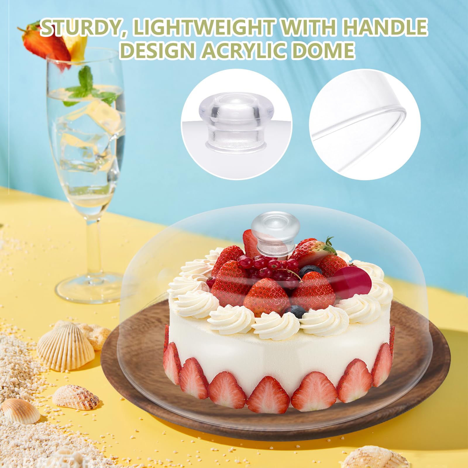 11-Inch Clear Acrylic Cake Dome with Handle - Transparent Cake Cover for Display & Protection - Perfect for Bakeries, Dessert Tables, Wedding Cakes, and Home Kitchen Storage