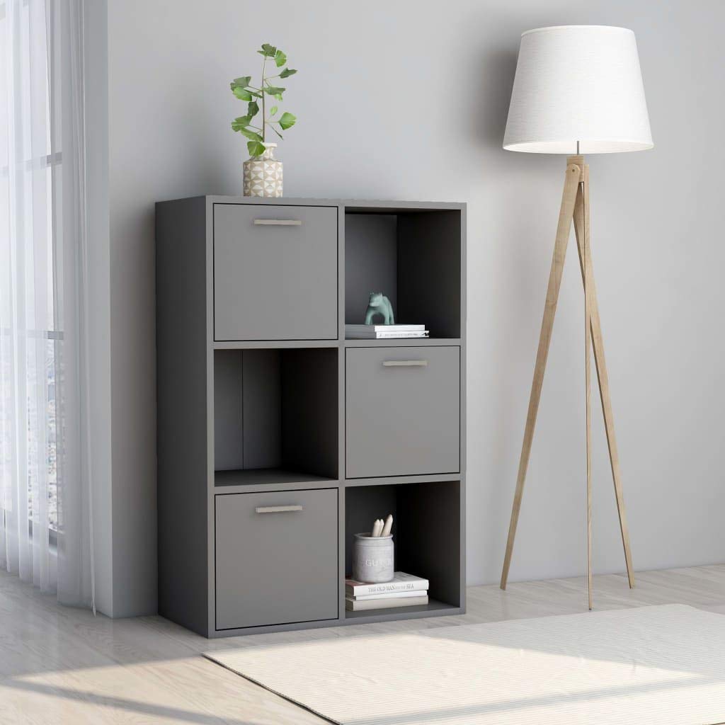 Modern Bookshelf with 3 Open & 3 Door Cubes - 23.6