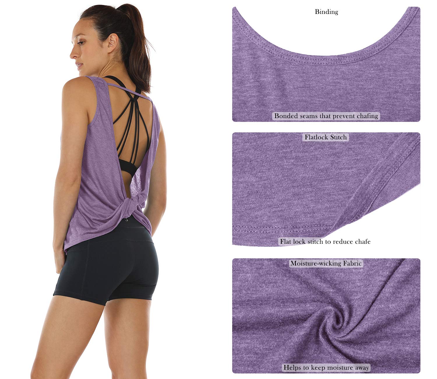 ICY ZONE Women's Open Back High Neck Workout Tank Top - Breathable Athletic Gym Shirt for Yoga, Running & Fitness Training