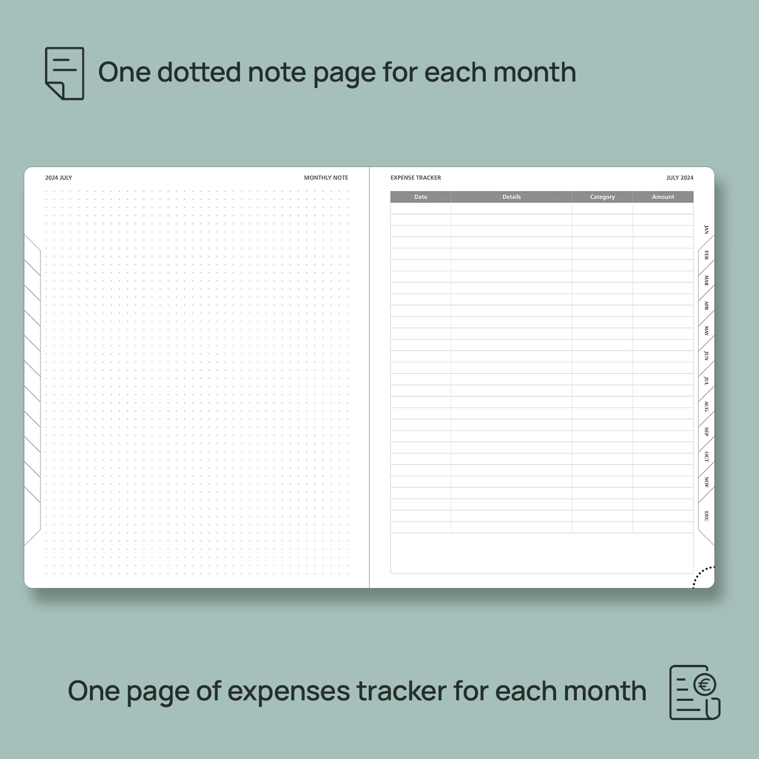 POPRUN 2024-2025 Monthly Planner - 18-Month Calendar Book (July 2024-December 2025) with Monthly Tabs & Pocket, 8.5