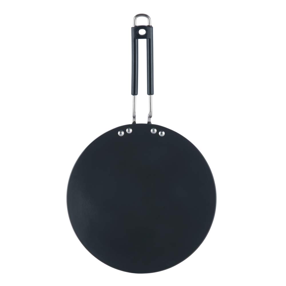 Premium Hard Anodized Aluminum Griddle Pan - 11 Inch Nonstick Tawa for Roti & Chapati - Scratch-Resistant Black Cookware - Perfect for Indian Cooking, Breakfast & Flatbreads (28cm)