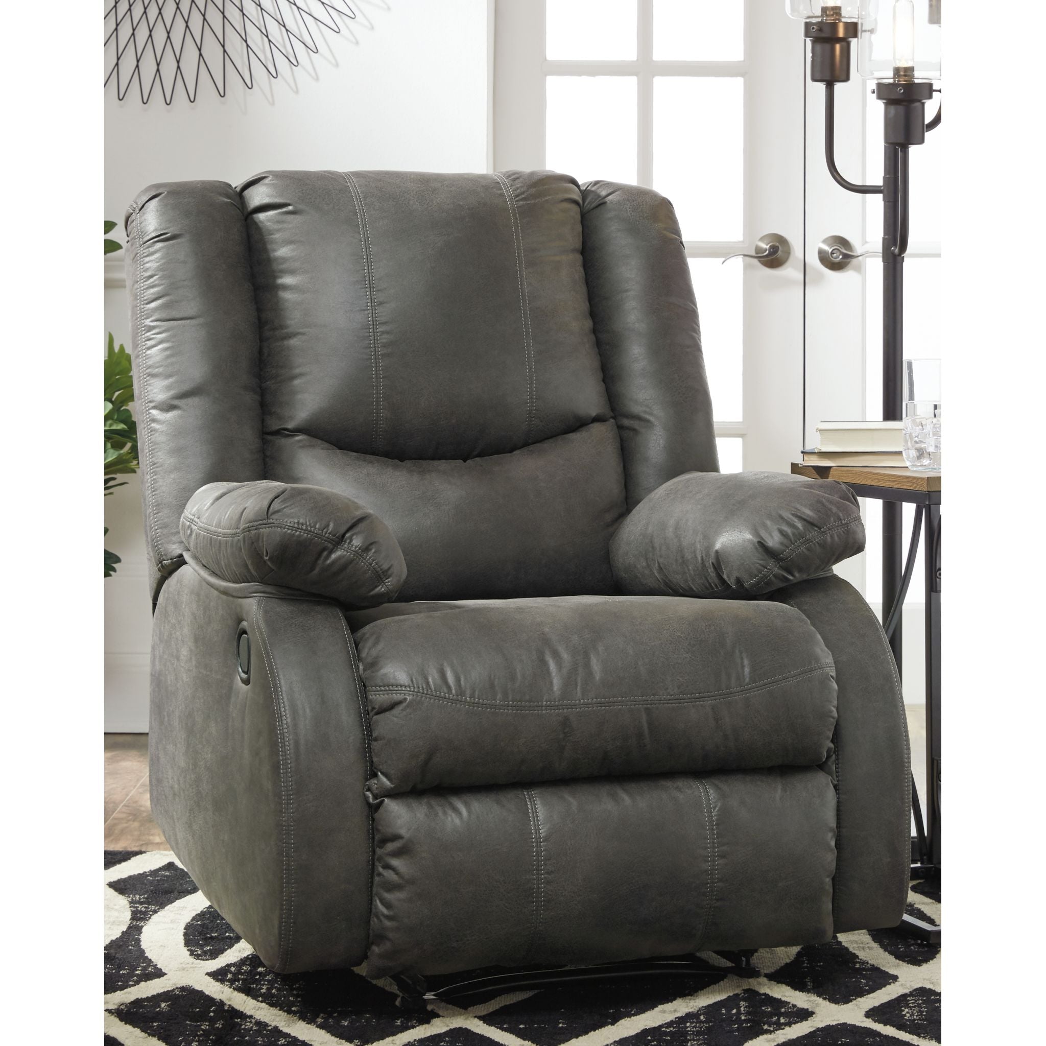 Bladewood Wall Hugger Recliner Chair - Space Saving Reclining Sofa for Small Living Rooms, Apartments & Home Theater - Comfortable Leather Lounge Chair with Adjustable Backrest