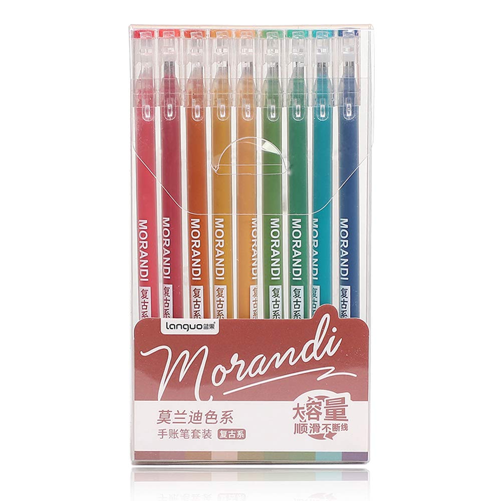 0.5mm Colored Gel Pens Set - 9 Pack Morandi Color Fluorescent Ink Pens for Journaling, Writing, Art, Office & School Supplies (LG-D0224) | Perfect for Bullet Journaling, Note Taking, Doodling & Creative Projects