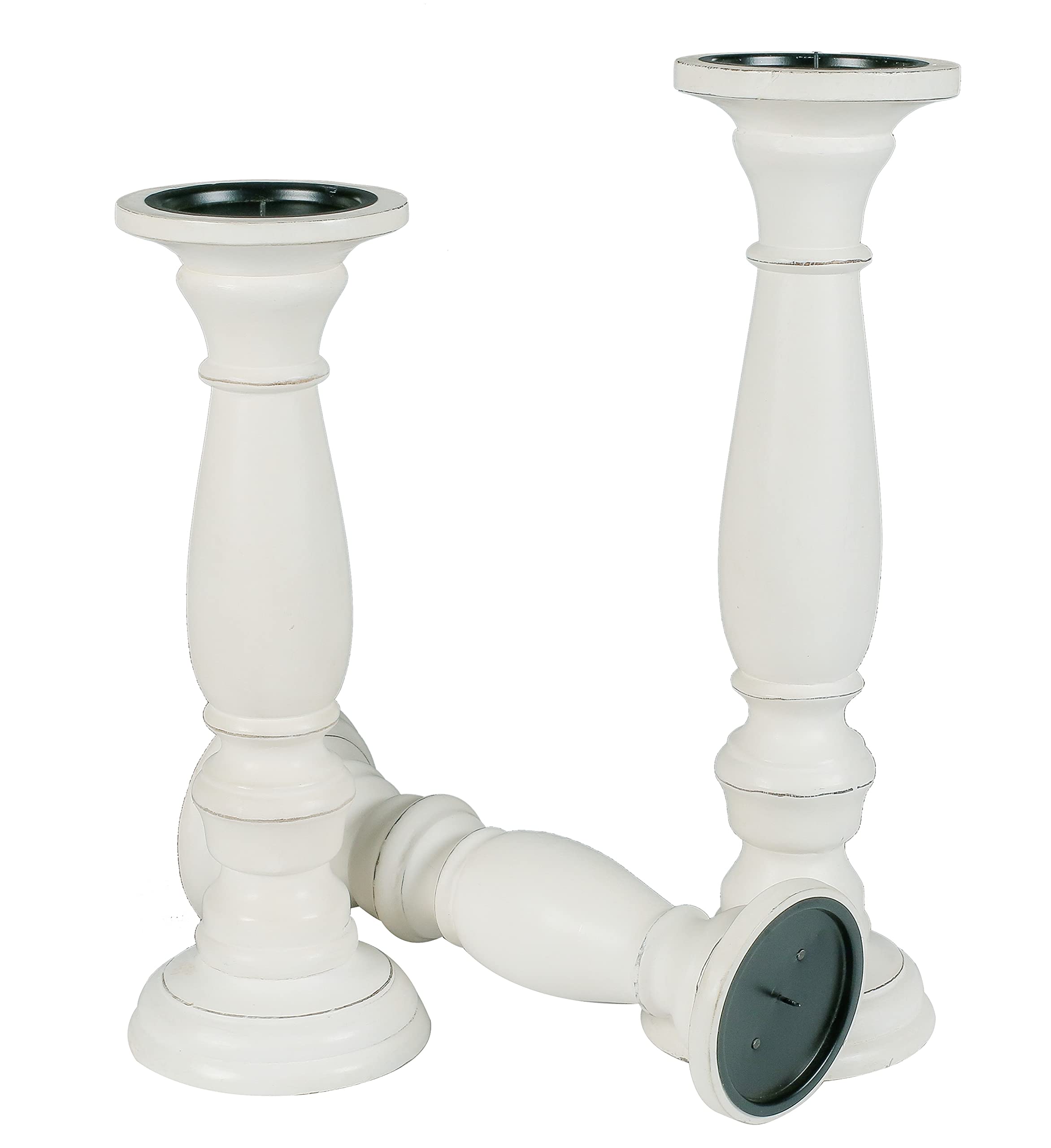 Wooden Candle Holder Stand Set of 3 - 16,14,12 Inch White Country Style Candelabra for Wedding Unity Ceremony, Party Decor & Home Spa Relaxation | Rustic Home Decor & Thoughtful Gift Idea