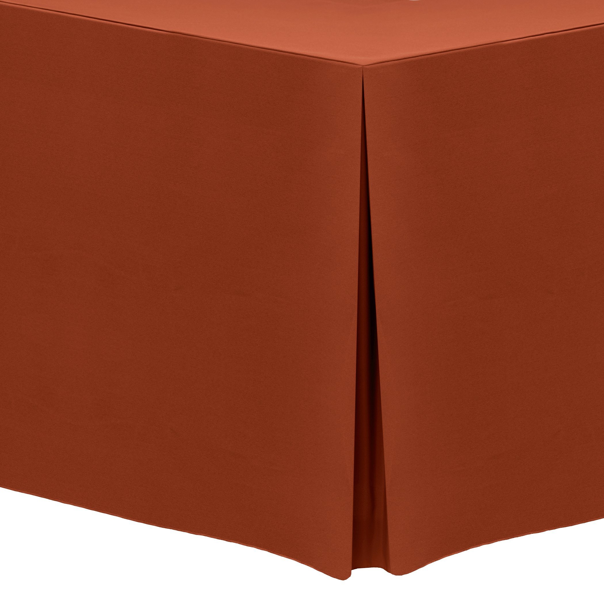 5-Pack 4 ft. Fitted Polyester Tablecloths for 24 x 48-Inch Rectangular Tables - Burnt Orange - Wrinkle & Stain Resistant - Perfect for Parties, Weddings & Restaurants