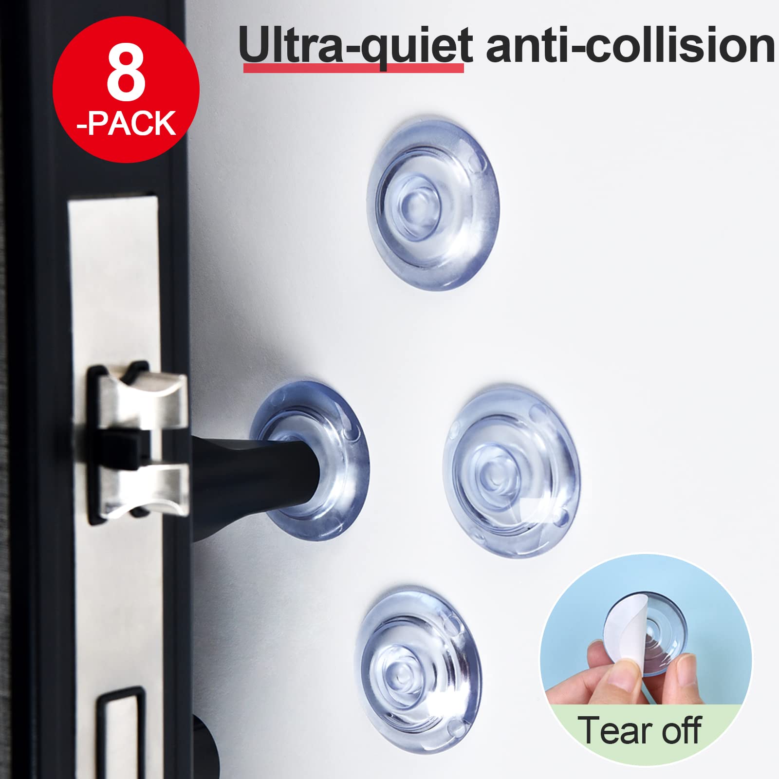 Clear Self-Adhesive Furniture Bumper Pads - 8 Pack Door Stoppers & Anti-Collision Protectors for Doors, Cabinets, Cribs & More | Home & Office Safety Solution