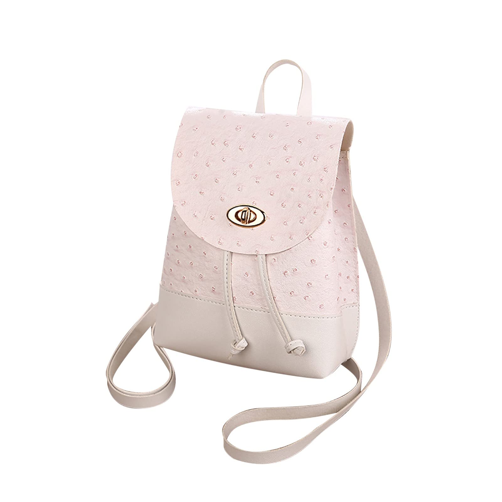Anti-Theft Drawstring Backpack for Women - Small & Secure (White) for Travel & Commute