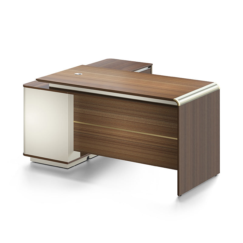 ANDERSON Executive Desk 1.6M Reversible - Hazelnut & Beige Home Office Desk for Professionals | Modern Workstation for Home Office, Study & Business Use