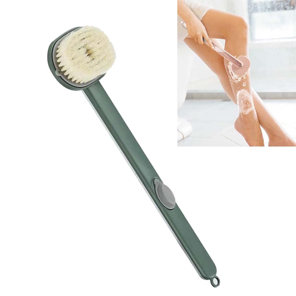 Long Handle Bath Brush with Detachable Back & Built-in Shower Gel Reservoir - Exfoliating Body Scrubber for Deep Cleaning - Green Shower Sponge Brush for Back, Feet & Hard-to-Reach Areas (Perfect for Sensitive Skin & Spa Days)