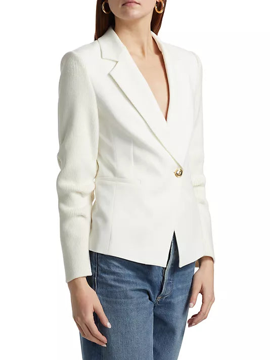 Flora Mixed Media Jacket - Soft White Women's Fashion Outerwear | Perfect for Spring Layering & Casual Outfits