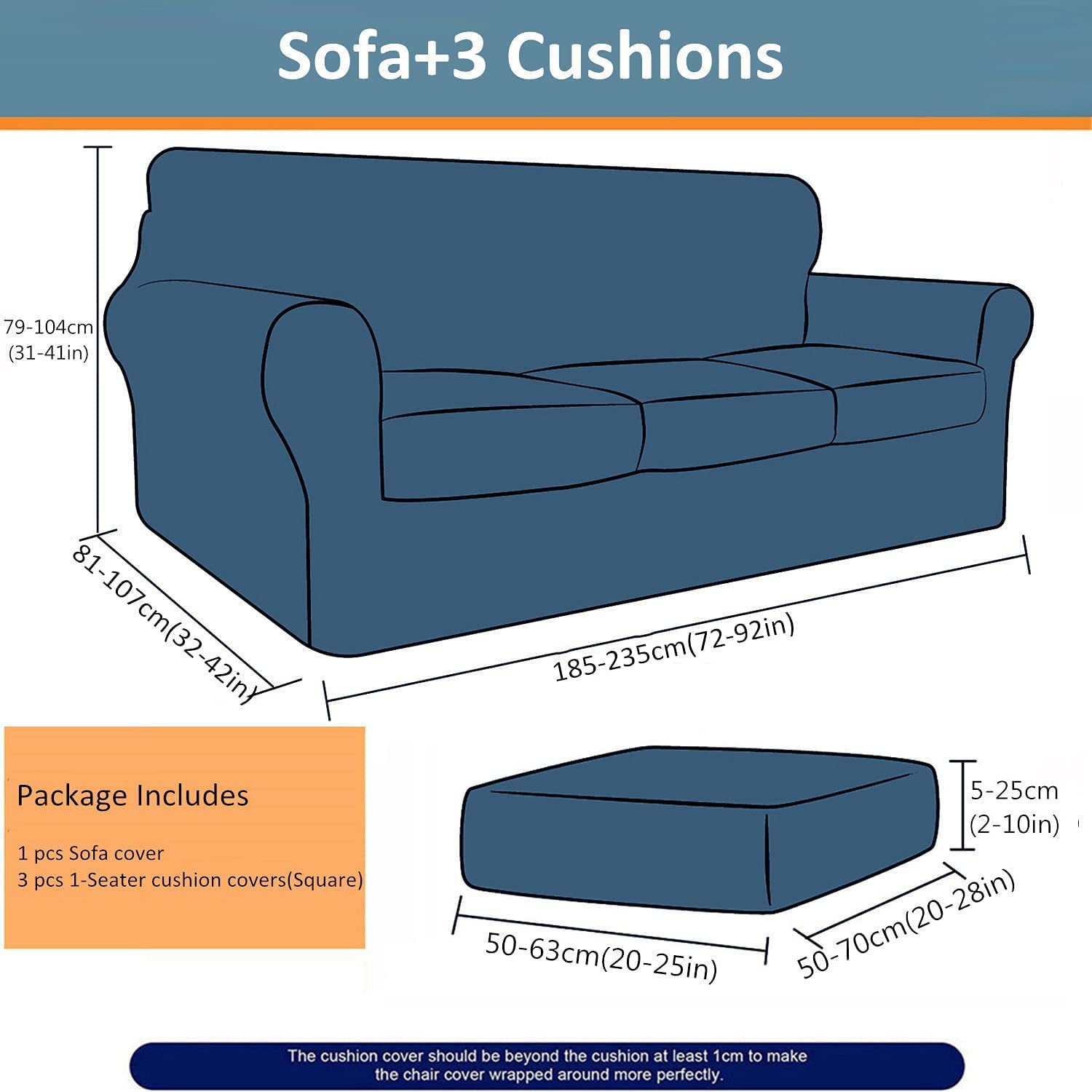Velvet Stretch Sofa Slipcover with Separate Seat Cushion Covers - Super Soft Non-Slip Couch Cover Furniture Protector with Elastic Bands for 3-Seater Sofa (Black) | Perfect for Living Room, Home Decor & Furniture Protection