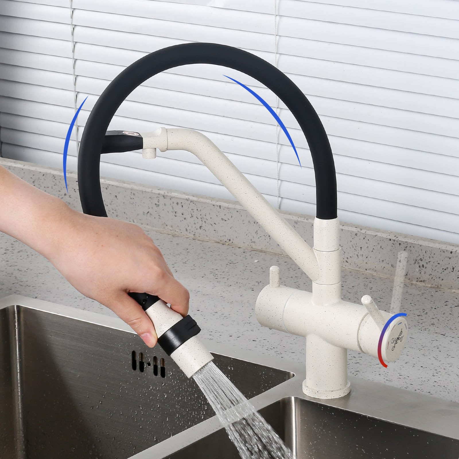 GAPPO Single Handle Pull Out Sprayer Kitchen Faucet with Magnetic Docking - Brushed Nickel (G4398/Granite) for Modern Farmhouse & Commercial Kitchen Sinks