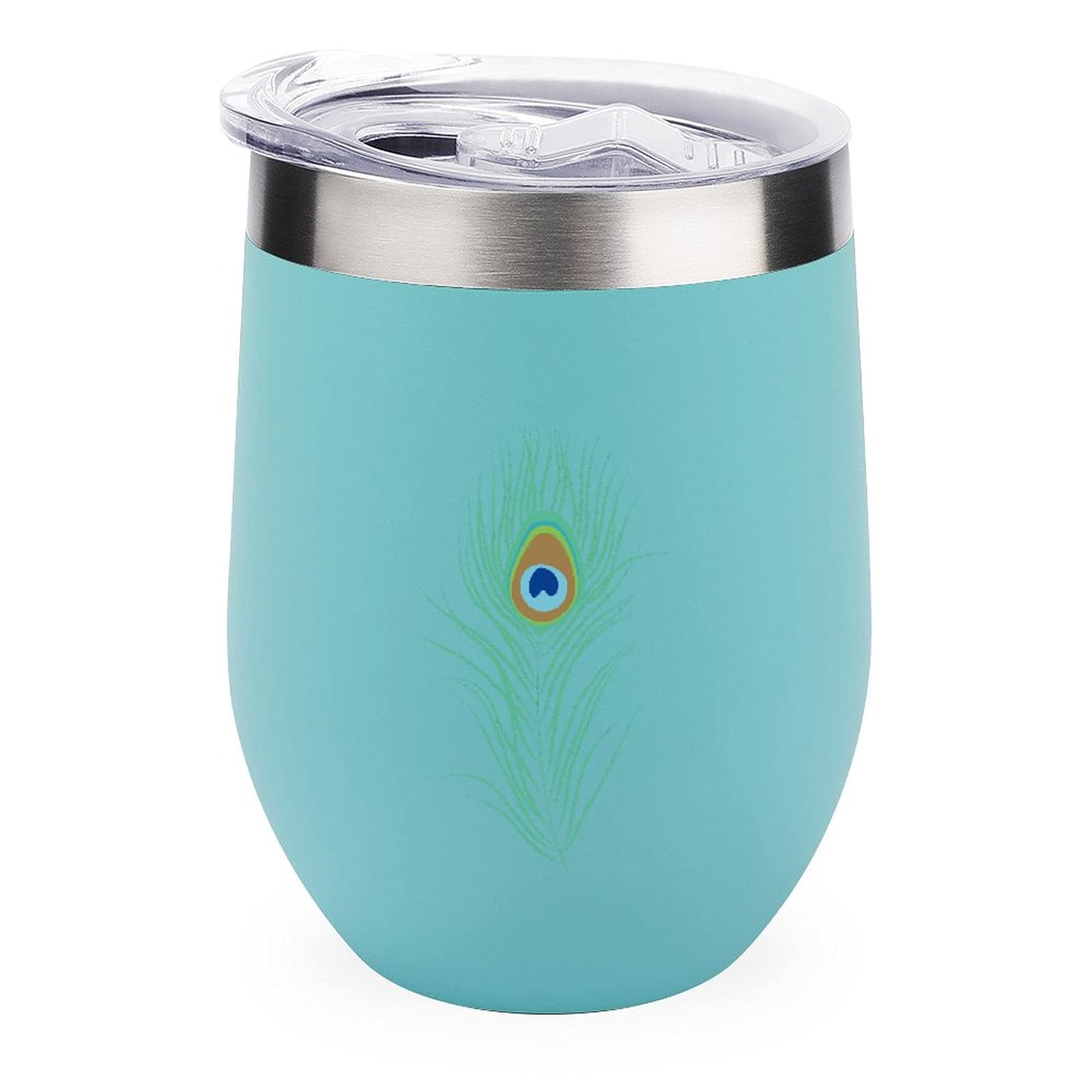 Peacock Feather Vacuum Insulated Wine Tumbler - Stainless Steel Travel Cup for Coffee & Wine On-the-Go