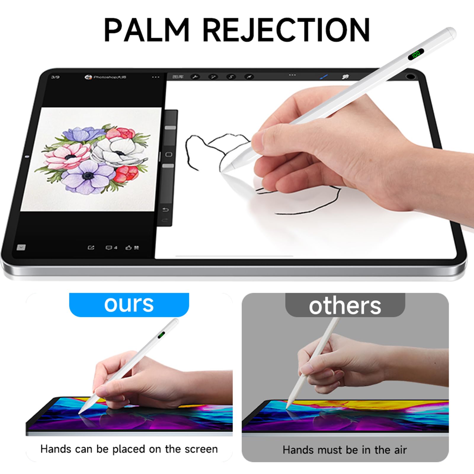 Apple Pencil Stylus for iPad 10th/9th Gen, iPad Pro 11 & 12.9 inch, iPad Air 5th/4th/3rd Gen, iPad Mini 6th/5th Gen - Pressure Sensitive Active Stylus Pen with Palm Rejection - Perfect for Drawing, Note Taking & Digital Art