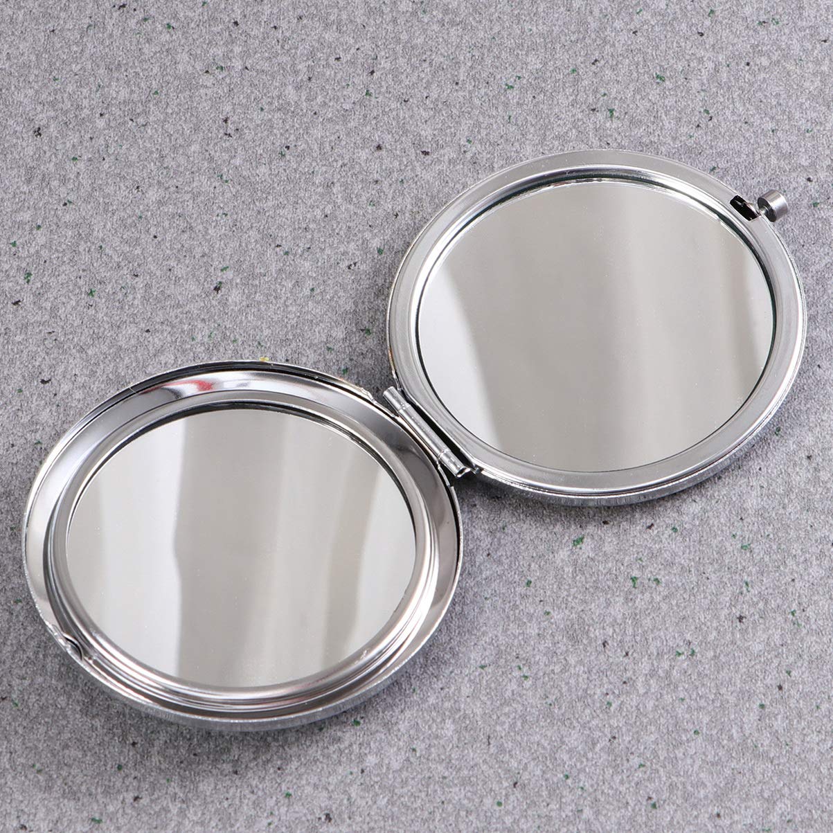 Lurrose Bling Compact Mirror - Round Folding Double-Sided Cosmetic Mirror with Rhinestones | Portable Pocket Mirror for Makeup, Travel, Home & Purse | Elegant White Design
