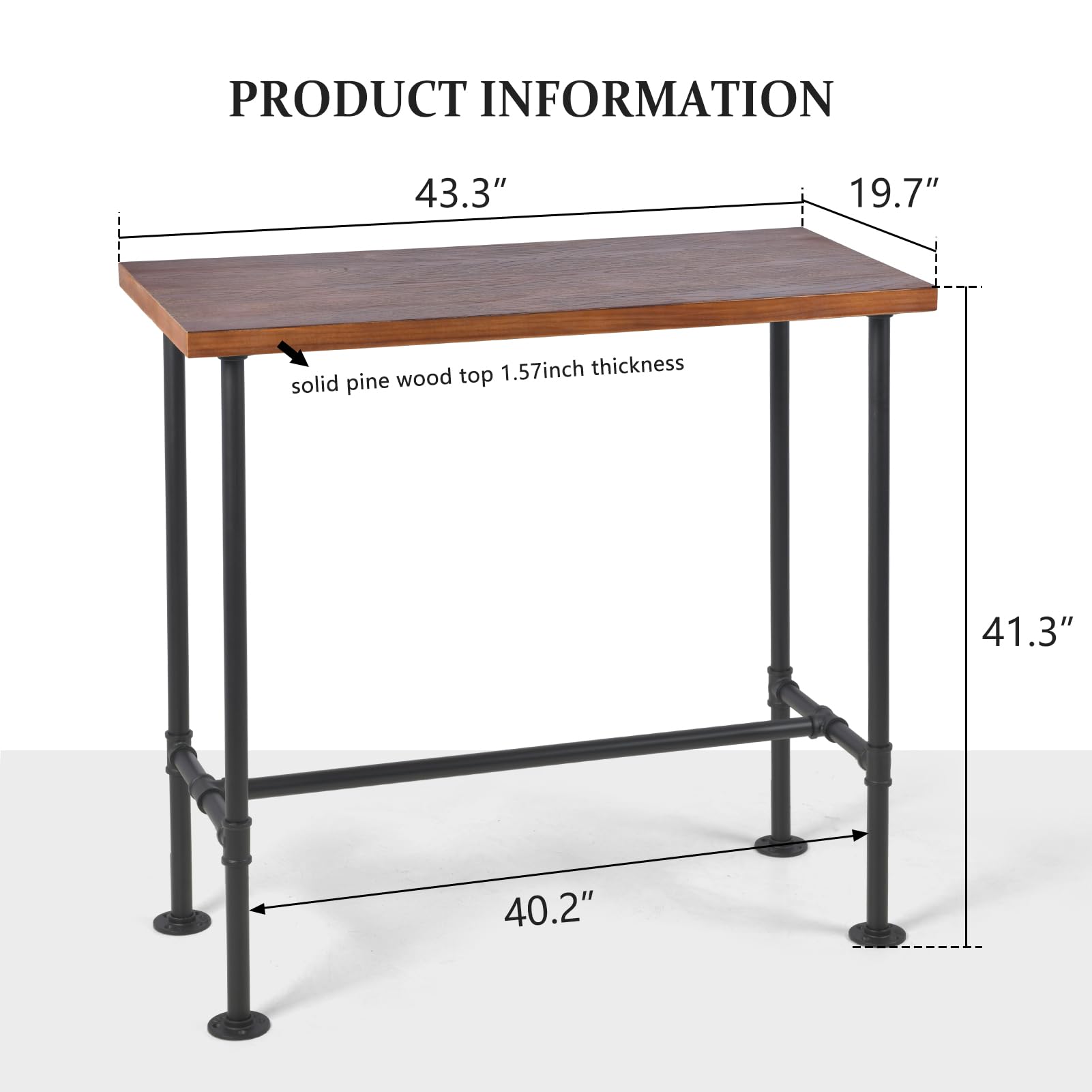Industrial Pipe Dining Table - 43.3
