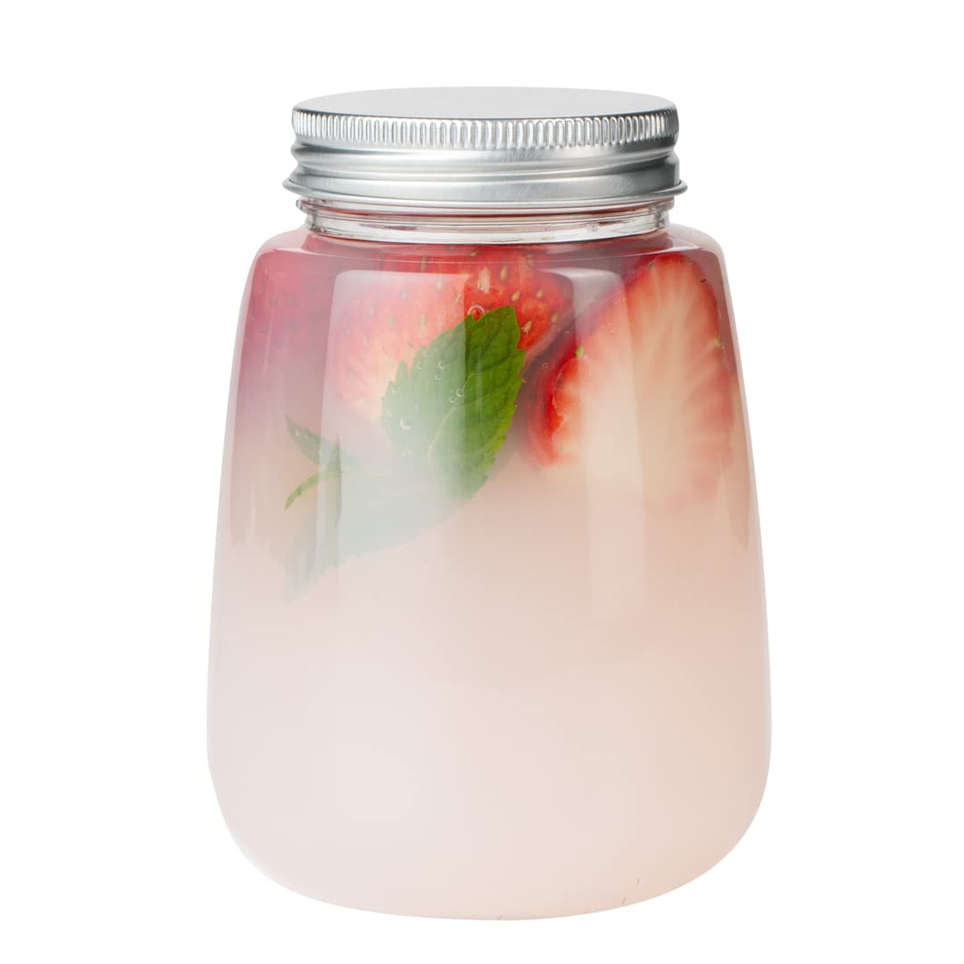 Restaurantware Bottle Tek 12oz Clear Plastic Juice Bottles (100-Pack) with Aluminum Lids - Disposable Empty Containers for Juicing, Tea, Smoothies & Cocktails | Perfect for Restaurants, Cafes & Home Use