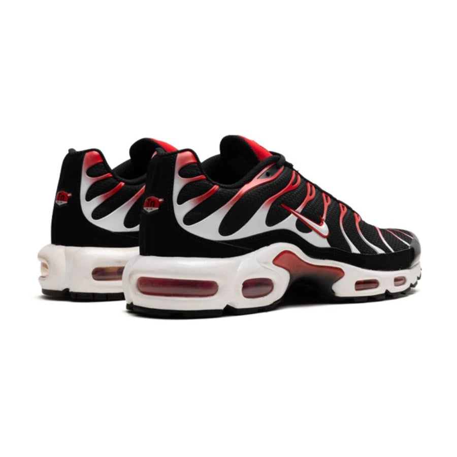 Nike Air Max Plus Running Shoes - Black, White & University Red Colorway - Perfect for Jogging, Gym Workouts & Casual Wear