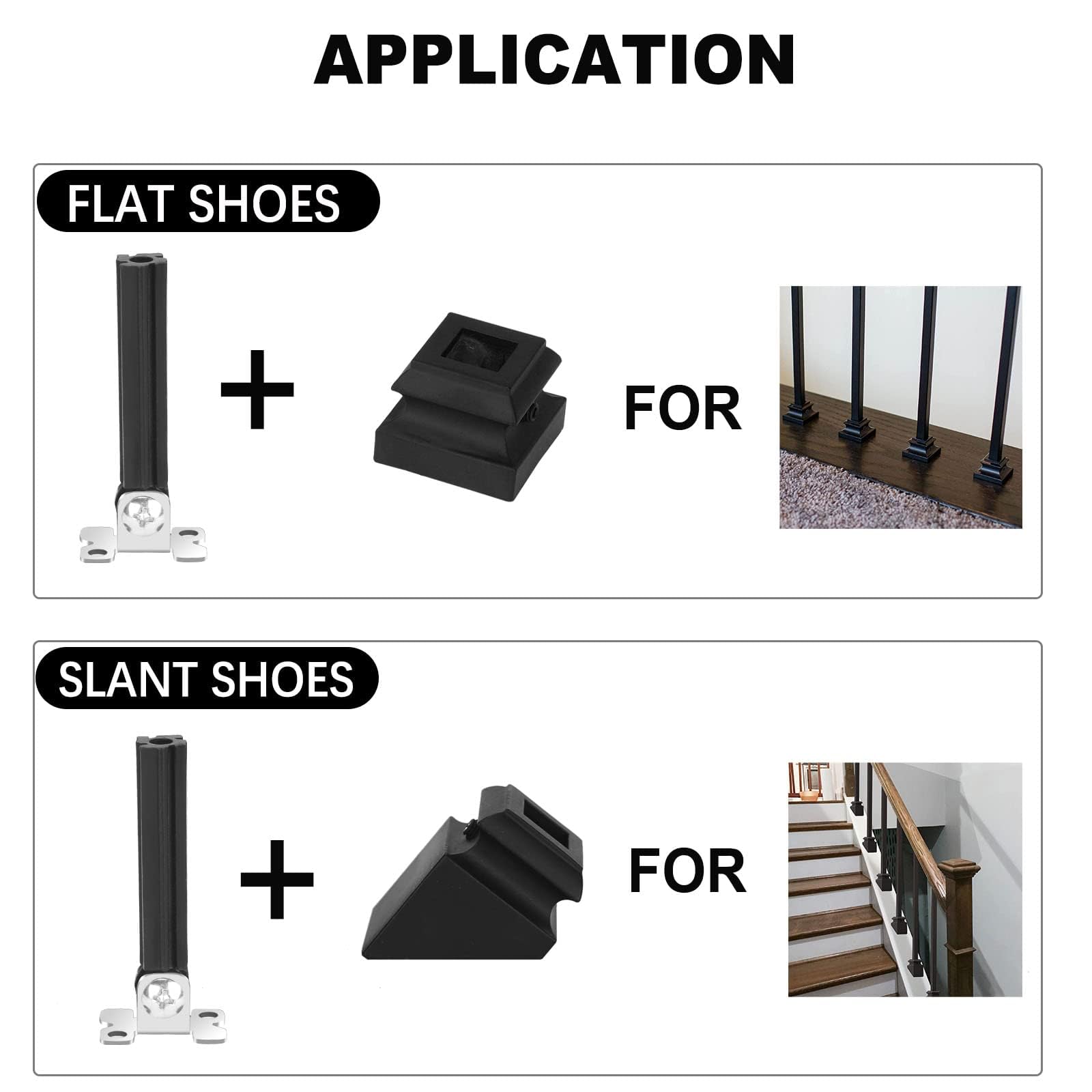 Adjustable Angle Baluster Connectors with Shoes - Swivel Connectors with Screw for 1/2