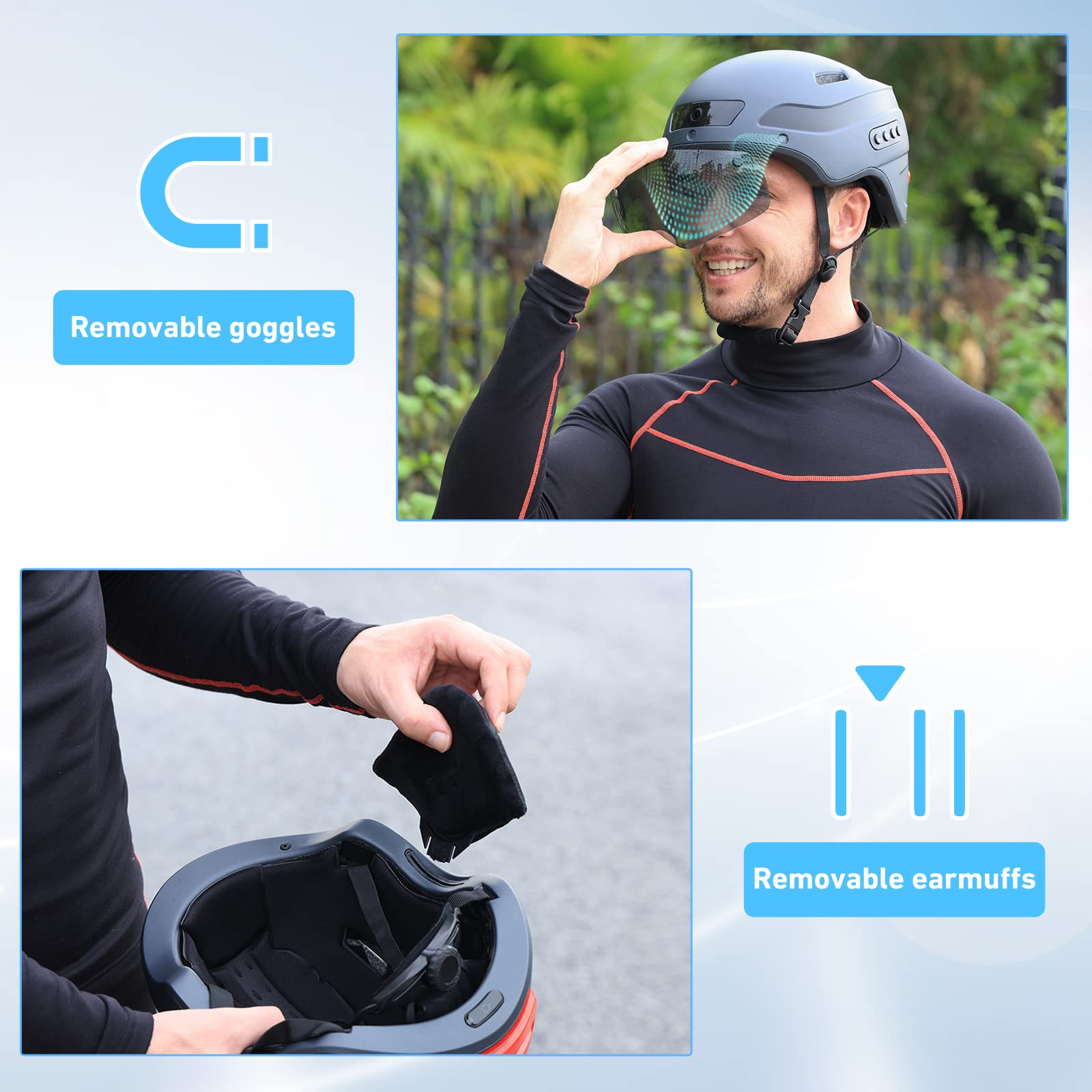 KRS-S1 Smart Bike Helmet for Men & Women - 1080P 60fps Sports Camera, Dual Antenna Bluetooth Cycling Helmet - Perfect for Road Biking, Commuting & Outdoor Adventures