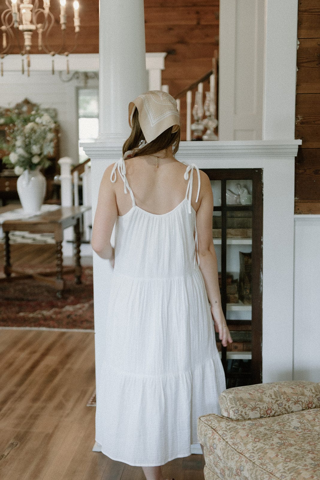 Elegant White Shoulder Tie Midi Dress for Women - Summer Casual & Party Wear - Perfect for Beach Vacations, Date Nights and Office Outings