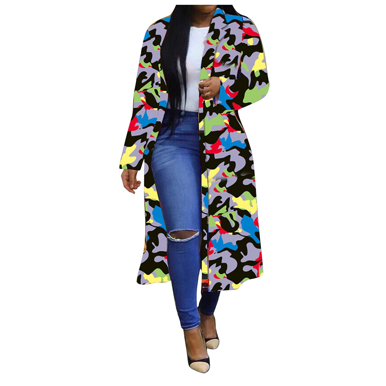 Women's Long Cardigan Trench Coat - Open Front Long Sleeve Blazer Jacket with Pockets | Fall & Winter Outerwear for Work, Office & Casual Wear