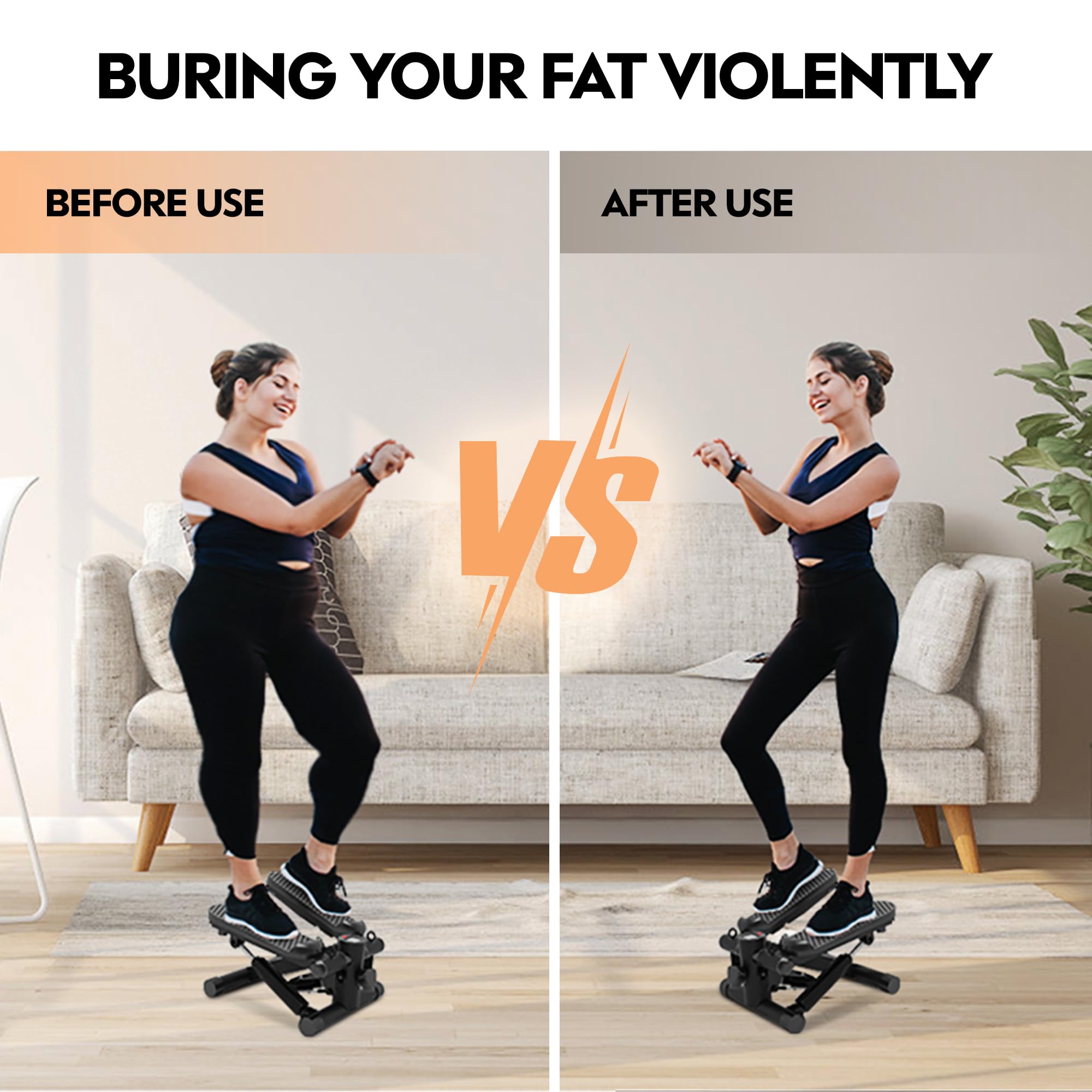 Steppers for Exercise - Stair Stepper with Resistance Bands, 300LBS Capacity Hydraulic Fitness Stepper with LCD Monitor - Perfect for Home Workouts, Office Fitness & Low-Impact Cardio Training