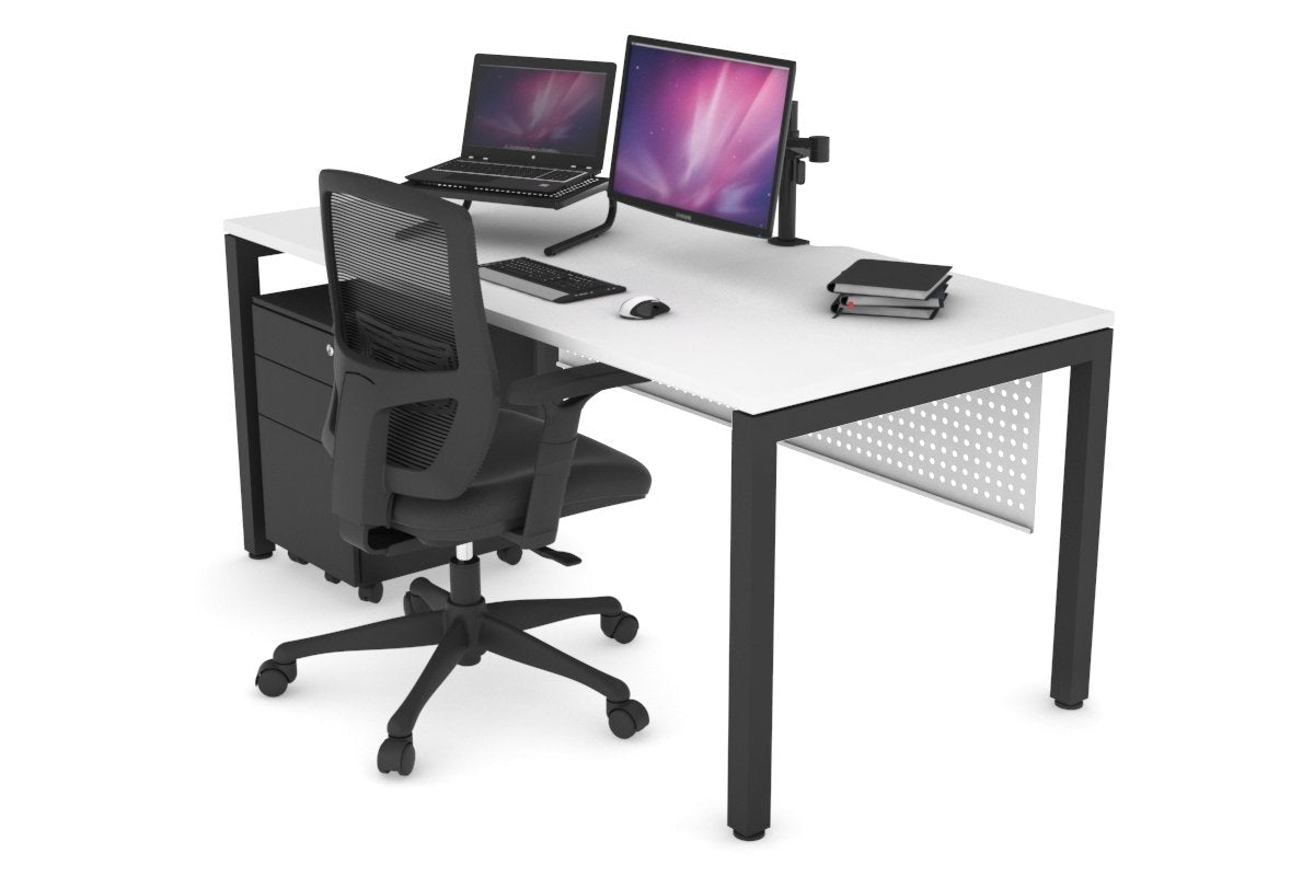 Modern Quadro Square Legs Office Desk - 1200L x 800W with Cable Management Scallop | Stylish Workstation for Home Office, Study Room & Professional Workspace