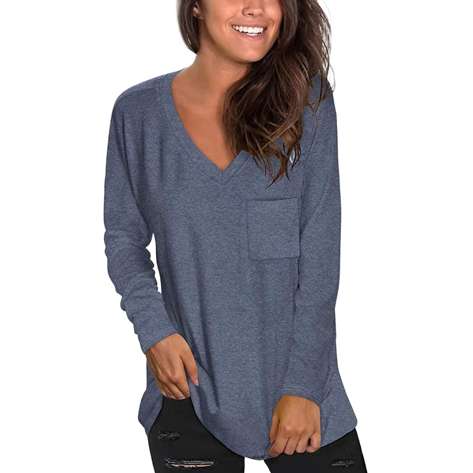 Women's Striped Long Sleeve V-Neck Blouse - Floral Printed Gradient Casual Tee for Fall | Perfect for Autumn Layering, Office Wear & Weekend Outfits