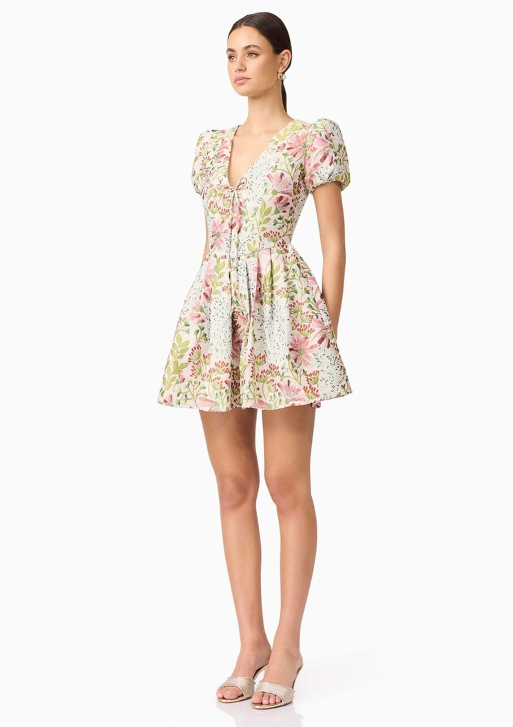Floral Puff Sleeve Mini Dress for Women - Elegant Summer Party Cocktail Dress | Perfect for Weddings, Dates & Special Occasions