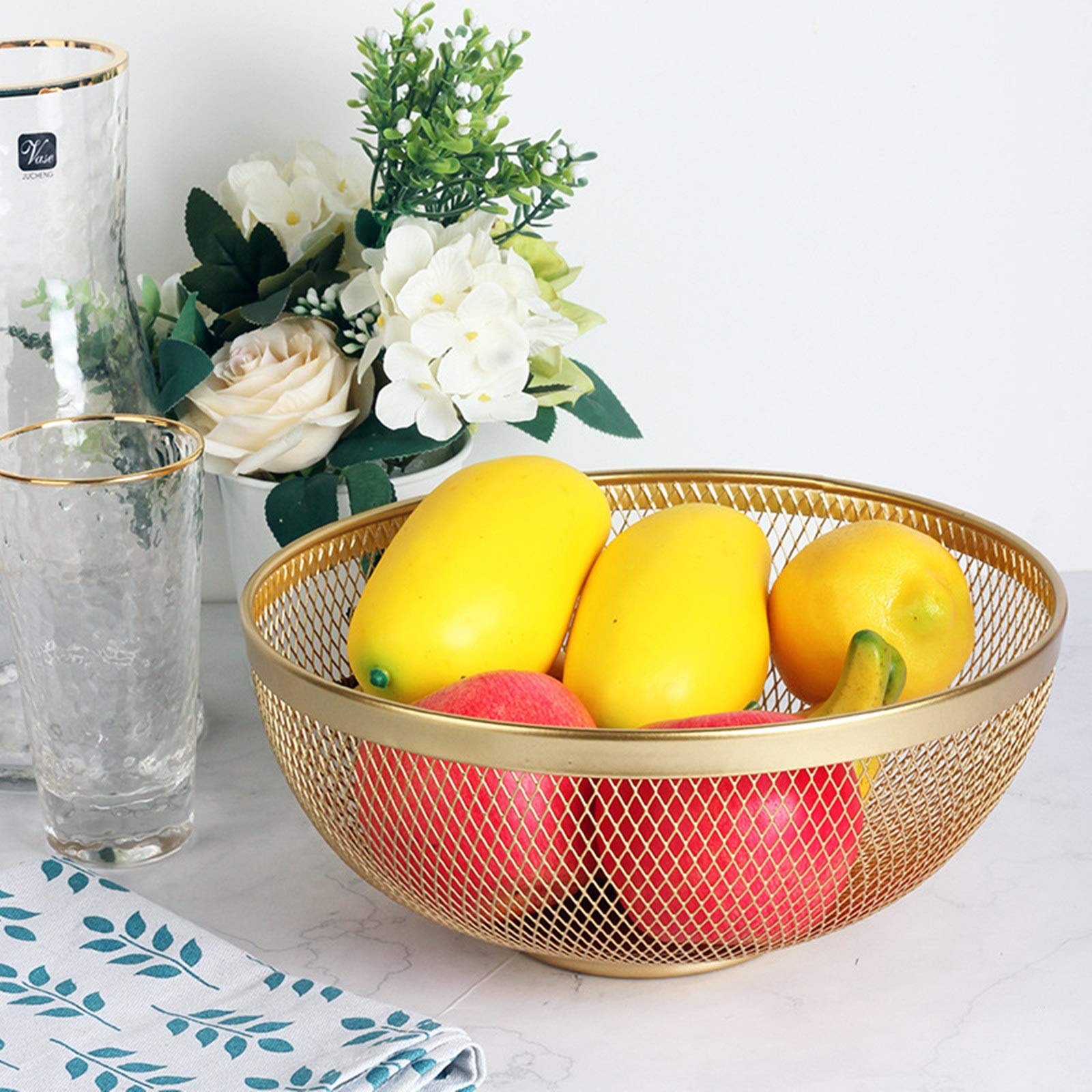 LIUMANG Metal Fruit Basket - Rustic Iron Wire Bowl for Snacks, Vegetables & Home Decor - Perfect for Kitchen, Dining Table & Farmhouse Style Decorations