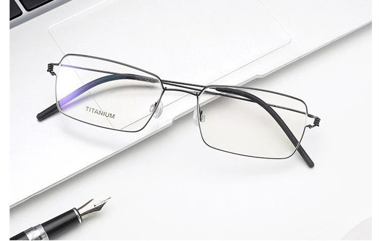 Aimee Unisex Full Rim Square Screwless Titanium Alloy Eyeglasses Frame 19425 - Lightweight Durable Glasses for Men & Women, Perfect for Work, Reading & Daily Wear