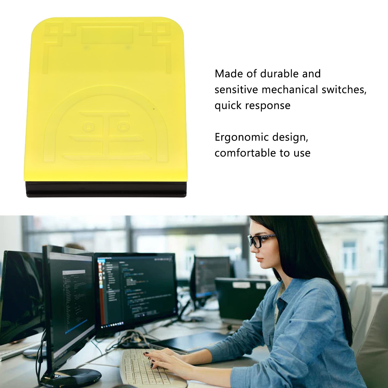 Wireless Foot Switch Pedal - Ergonomic USB Foot Control for Keyboard & Mouse, Gaming & Home Office Use, Highly Sensitive ABS Material - Perfect for Hands-Free Computer Control in Gaming, CAD Design & Office Work