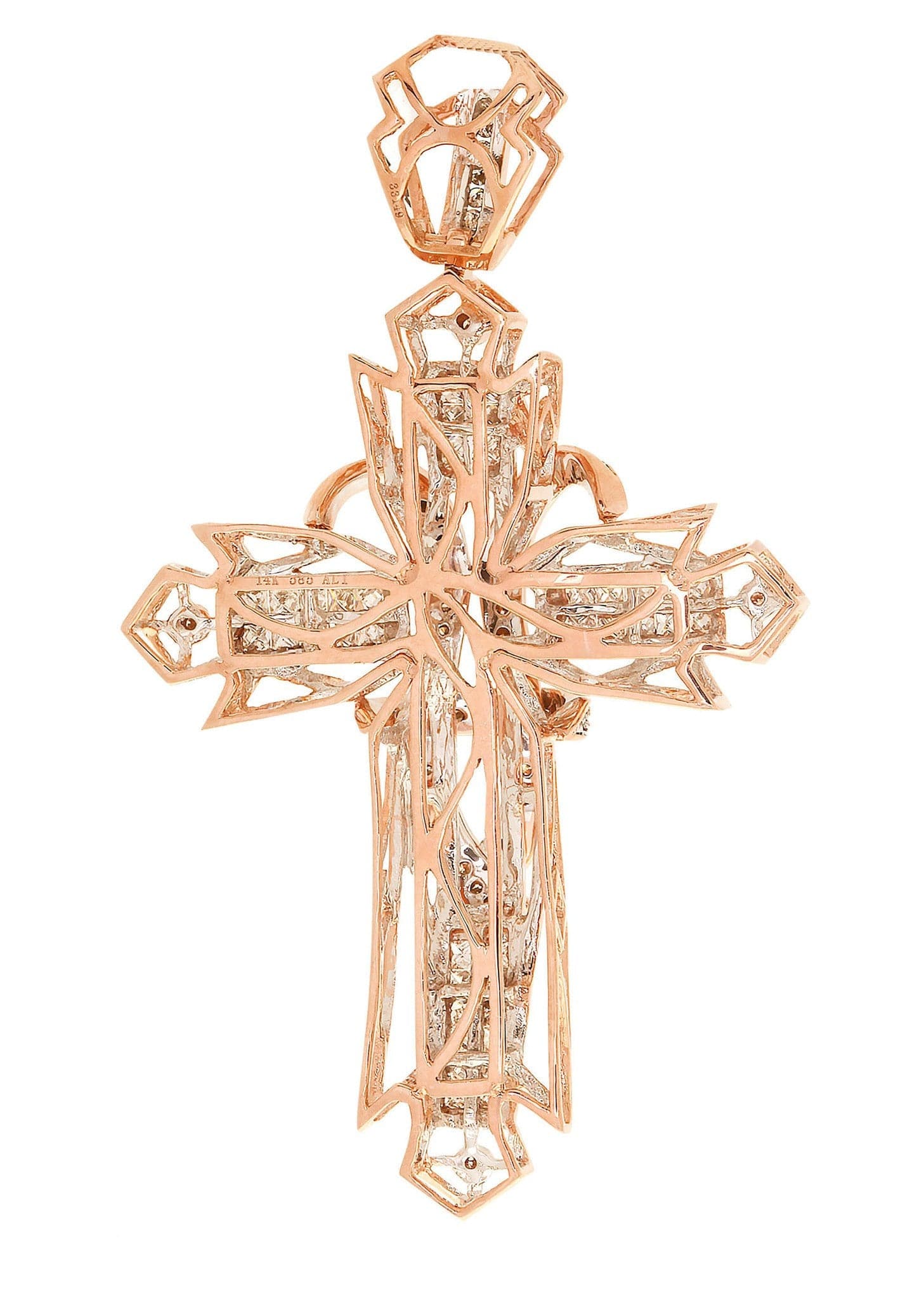1.68 Carat Diamond Cross Pendant Necklace - 16.44 Grams Solid Gold Religious Jewelry for Women & Men - Perfect for Baptism, Confirmation & Daily Wear