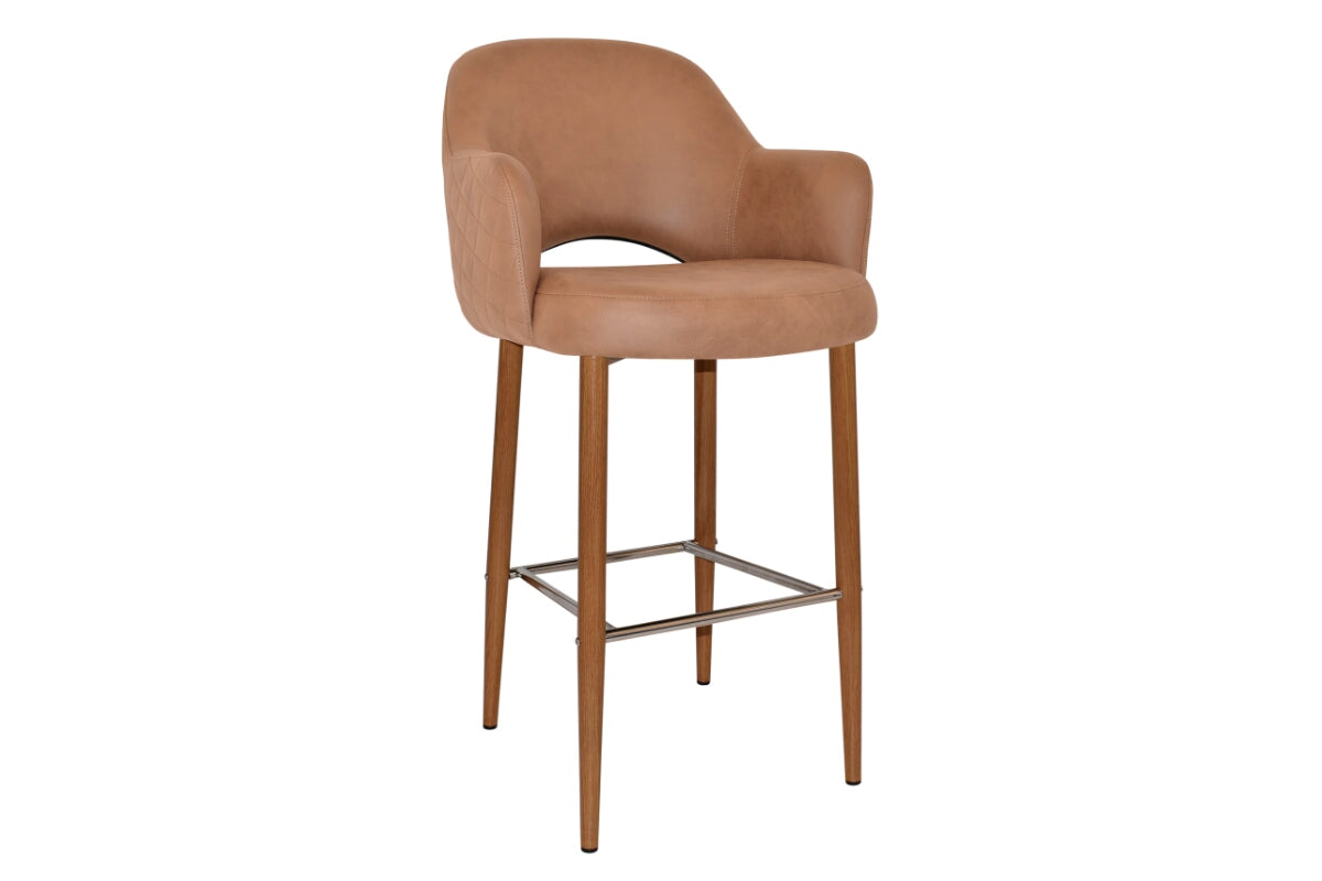EZ Hospitality Avalon Stool with Arms - Light Oak Finish - 750mm Seat Height - Perfect for Kitchen Islands, Bars & Commercial Settings
