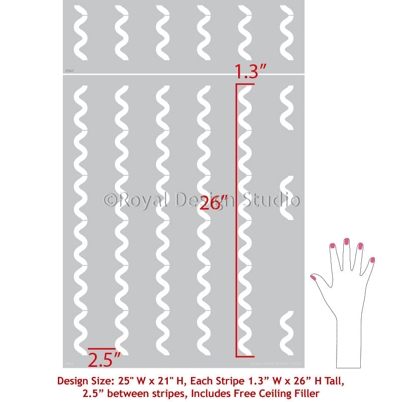 Rick Rack Ribbon Stripe Stencil - DIY Scrapbooking, Card Making & Craft Decoration Supplies for Home Decor and Party Planning