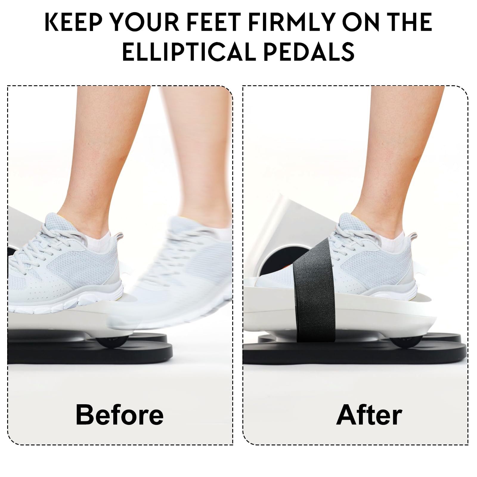 2 Pcs Leg Exerciser Traction Straps - Under Desk Elliptical Pedal Band for Seniors & Adults - Secure Stability for Electric Ellipse Equipment - Foot Peddler Exercise Machine for Home, Office & Gym Use - Improve Circulation & Mobility While Sitting