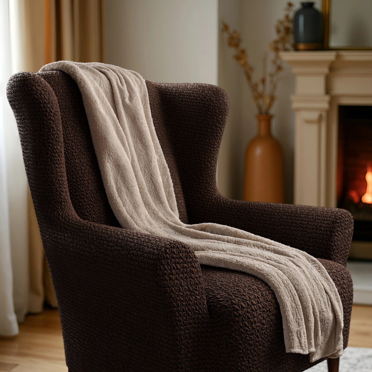 Premium Wingback Chair Slipcover - Microfiber Collection | Washable & Stretchable Furniture Protector for Living Room, Office, or Bedroom