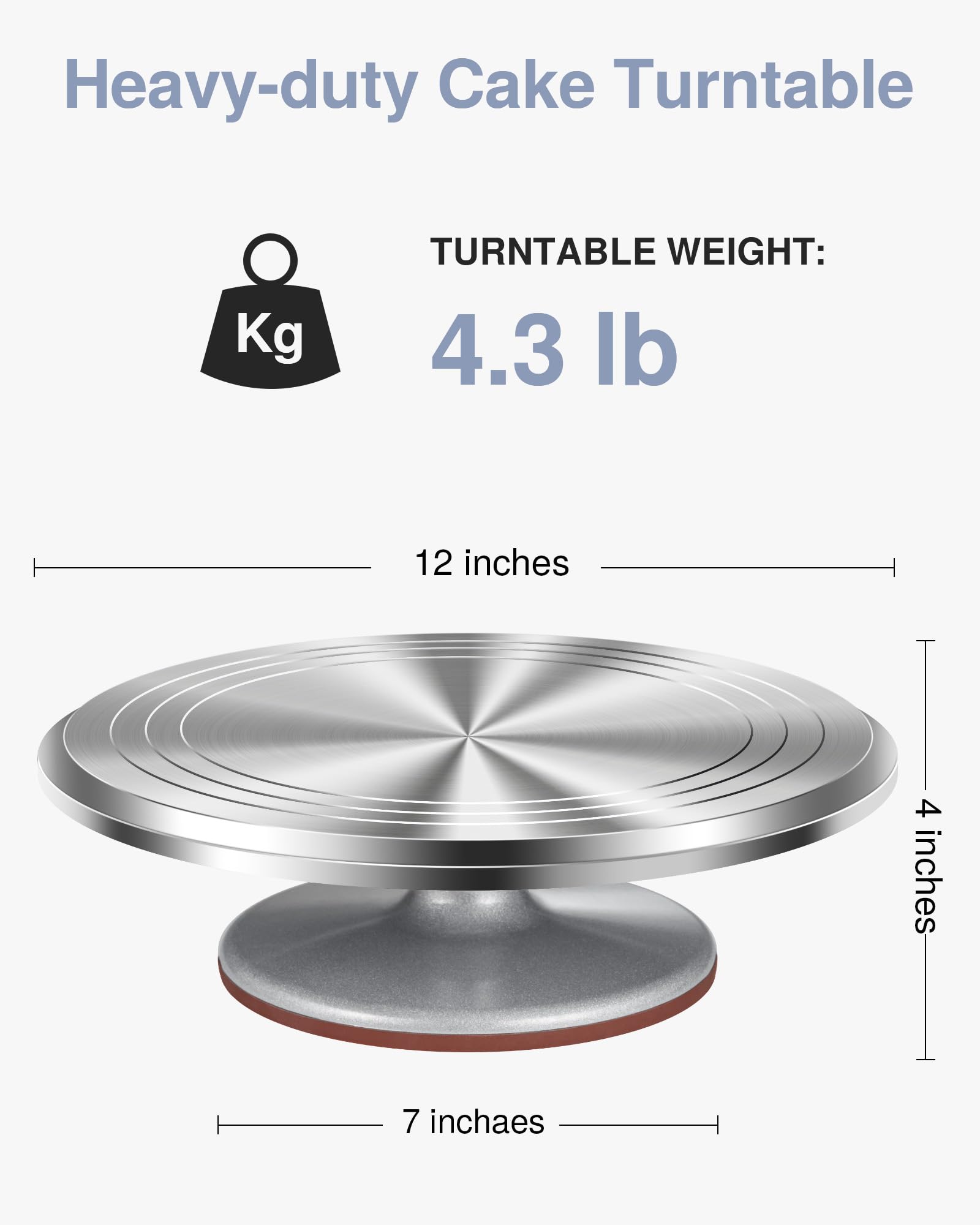 Puroma 12'' Aluminum Alloy Cake Turntable Stand - Professional Cake Decorating Kit with 3 Icing Spatulas & 4 Icing Combs - Perfect for Baking, Cake Decorating, Cupcakes & Dessert Making - Ideal for Home Bakers & Professional Pastry Chefs