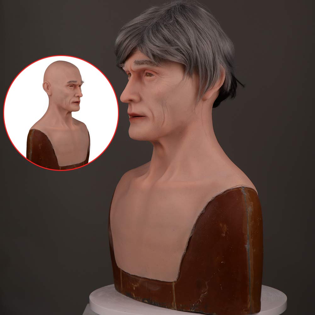 Realistic Old Man Silicone Mask for Halloween Cosplay & Costume Parties - Handmade Latex Prosthetic for Theatrical Makeup & Scary Costume Accessories