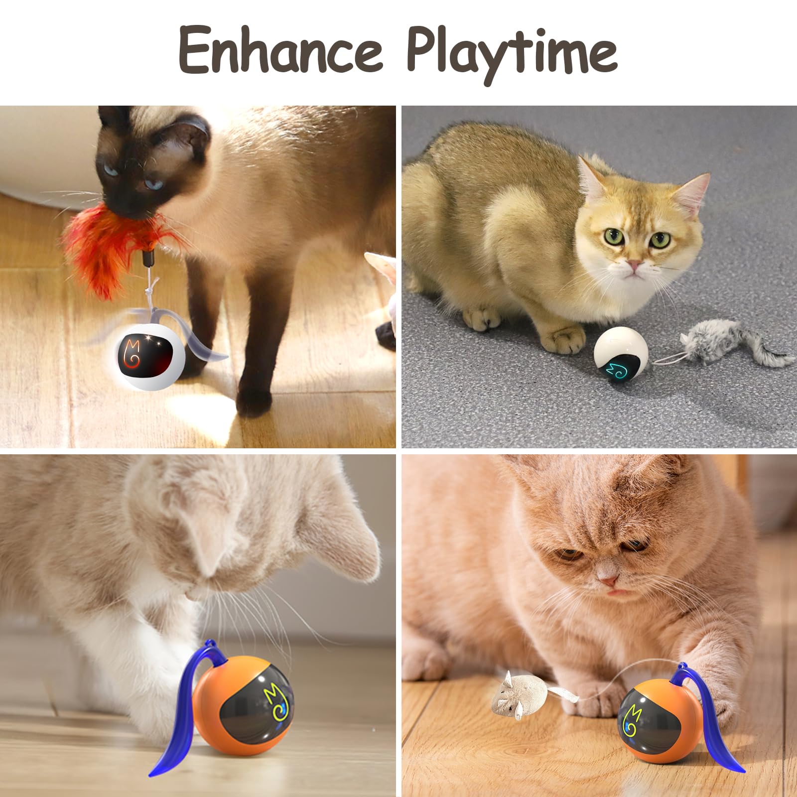 Interactive Cat Ball Toy Set - Glowing Chase Ball with Fluffy Tail for Playful Cats