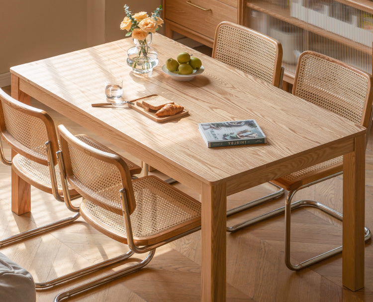 Premium Oak Solid Wood Nordic Dining Table - Modern Scandinavian Style for Kitchen, Dining Room & Small Spaces