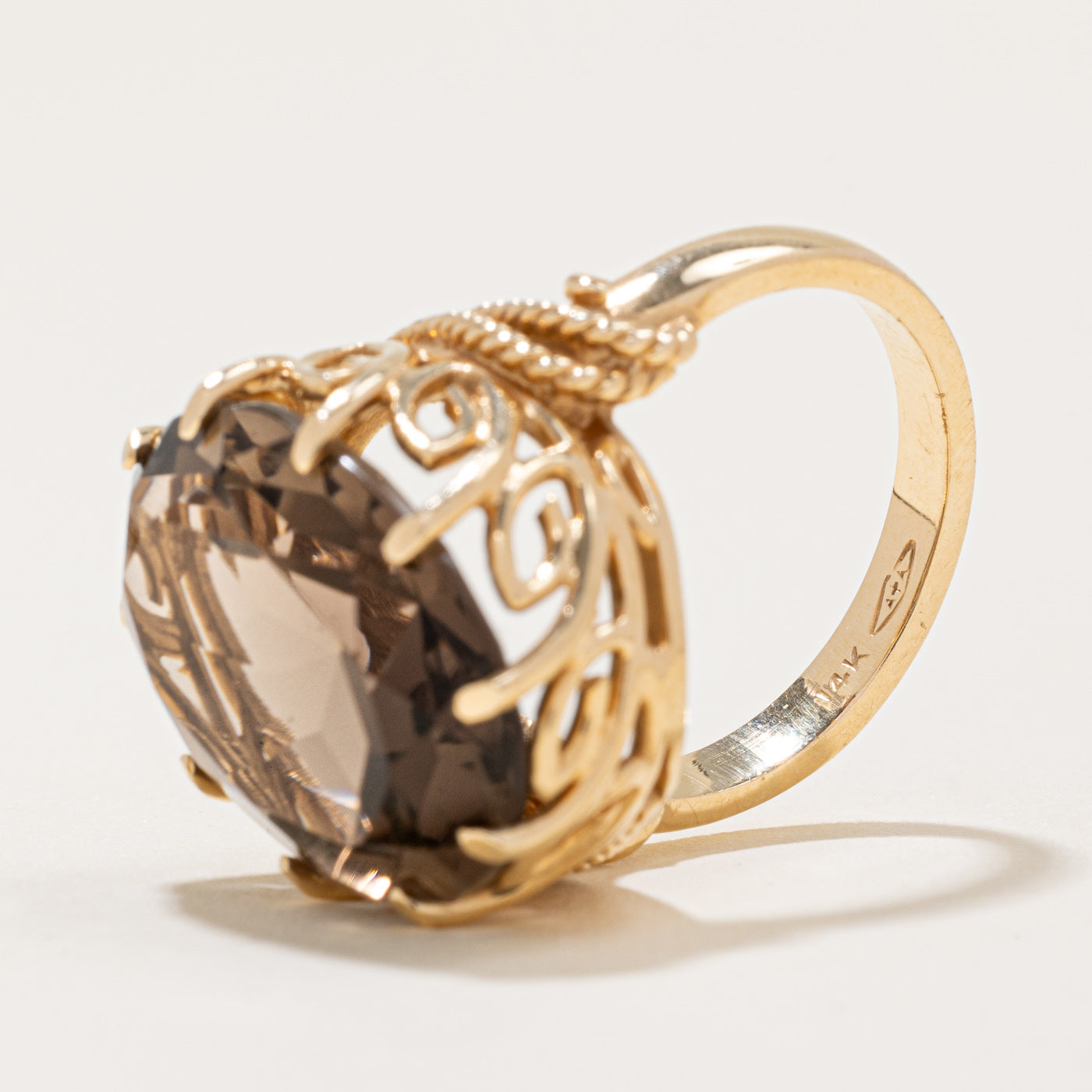12.96ct Smoky Quartz Cocktail Ring - Size 6.75 | Elegant Statement Jewelry for Evening Parties & Special Occasions