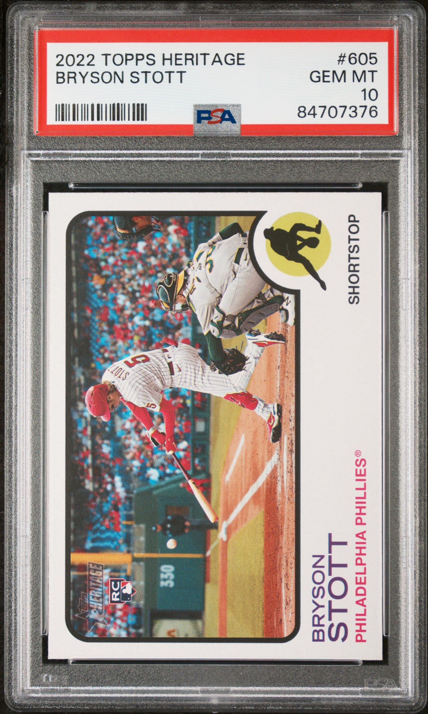 2022 Topps Heritage Bryson Stott #605 PSA 10 Rookie Baseball Card - Perfect for Collectors & Sports Memorabilia Enthusiasts